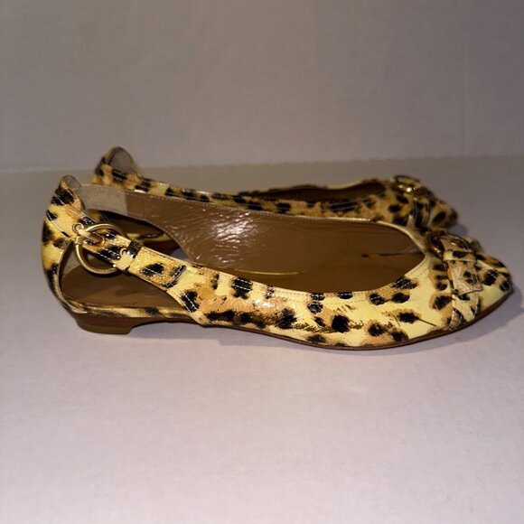 Stuart Wietzman Leather Animal Print Peep Toe Slip On‎ Flats Shoes Womens 7.5 M - Picture 2 of 8